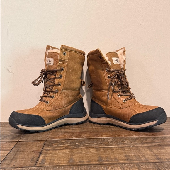 UGG Tan and Black Lace-Up Boots - Picture 2 of 7